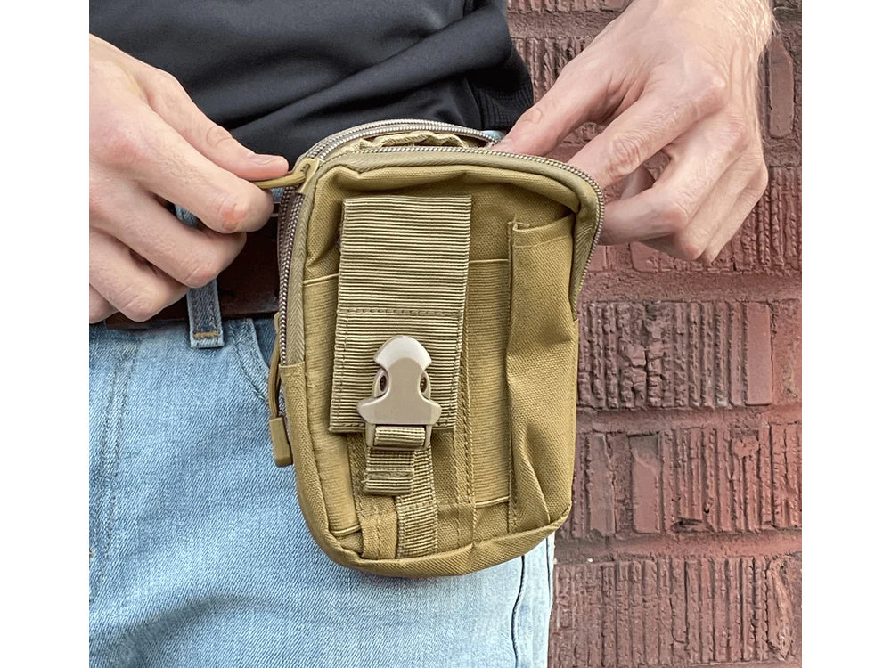 Military Belt Bag Beige, (18cm x 12cm x 6cm)