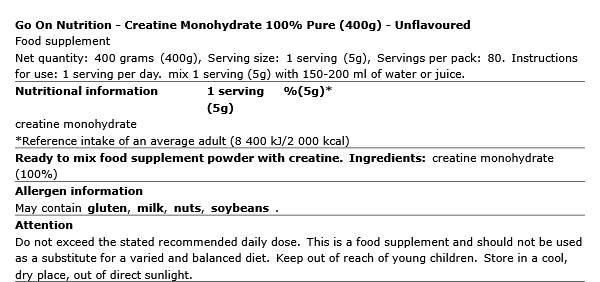 Go On Nutrition Creatine Monohydrate 400gr