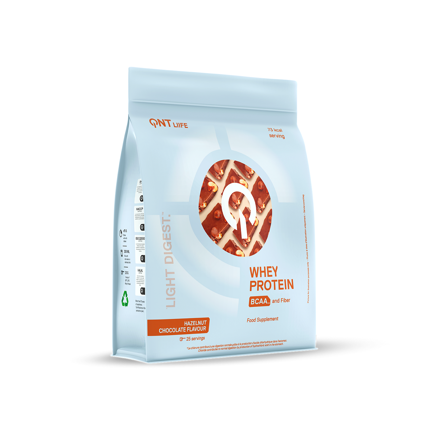 QNT Light Digest Whey Gluten Free Whey Protein 500gr, Hazelnut Chocolate