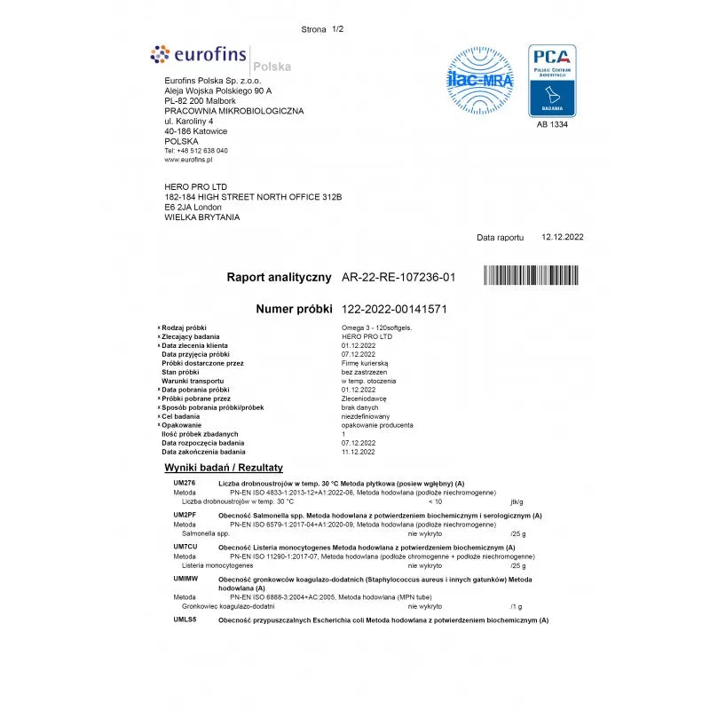 Hiro.Lab Omega 3 1000mg 120 μαλακές κάψουλες