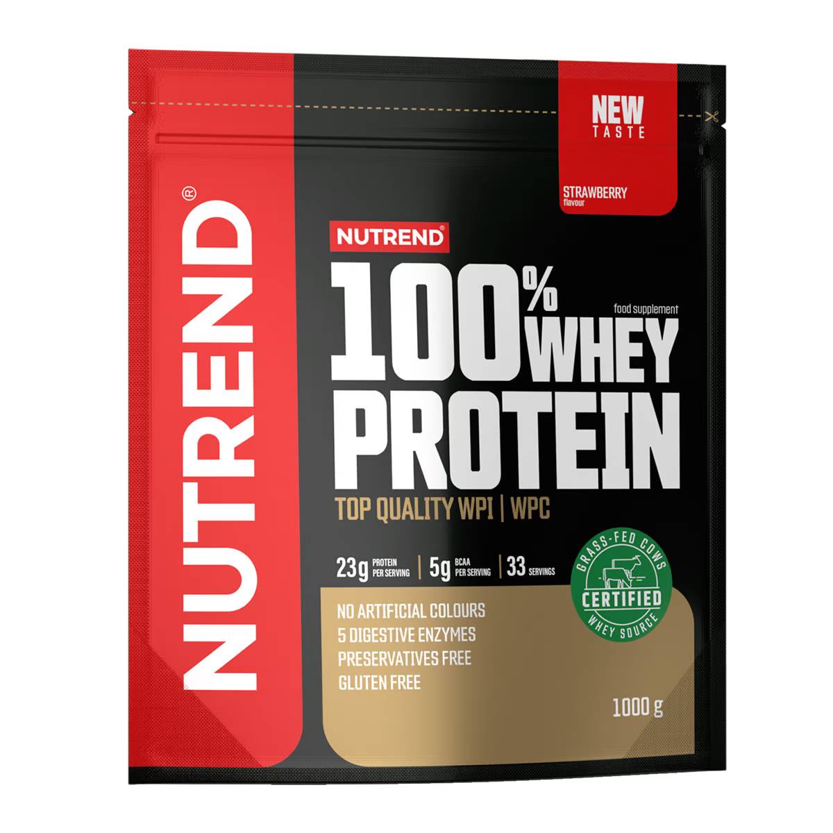 Nutrend 100% Whey Πρωτεΐνη Ορού Γάλακτος Χωρίς Γλουτένη με Γεύση Φράουλα 1kg