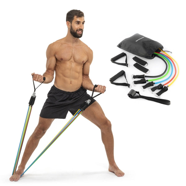 InnovaGoods Tubular Exercise Tires with Handles Set of 5 pcs Multicolor with Exercise Guide