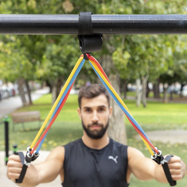 InnovaGoods Tubular Exercise Tires with Handles Set of 5 pcs Multicolor with Exercise Guide