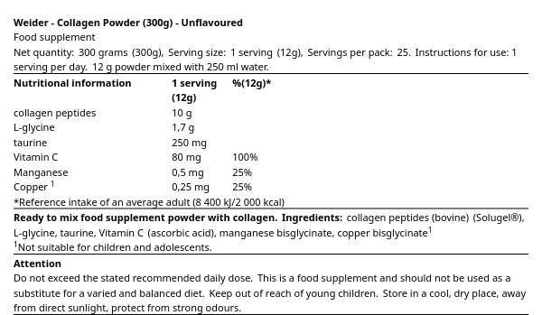 Weider Collagen Skin, Cartilage & Bone Support 300gr