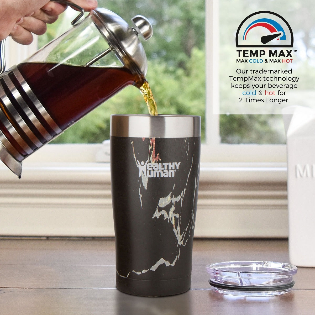 Healthy Human Cruiser Tumbler Black Onyx Thermos Tumbler with Straw 0.59lt