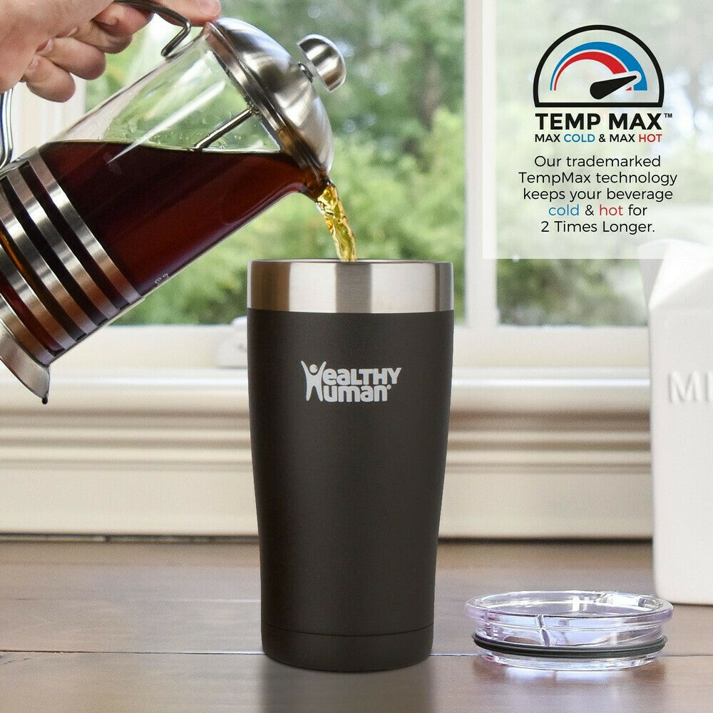Healthy Human Cruiser Tumbler Pure Black Thermos Tumbler with Straw 0.59lt