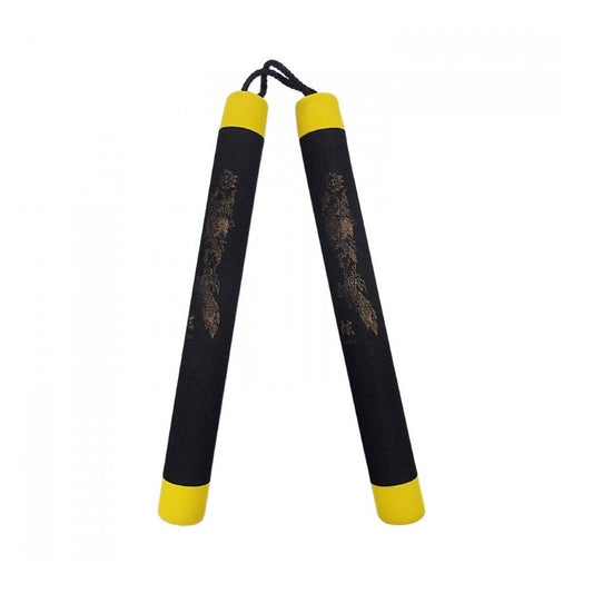 Nunchaku Σχοινί Αφρολέξ - Χρυσός Δράκος Μαύρο με Κίτρινες Άκρες