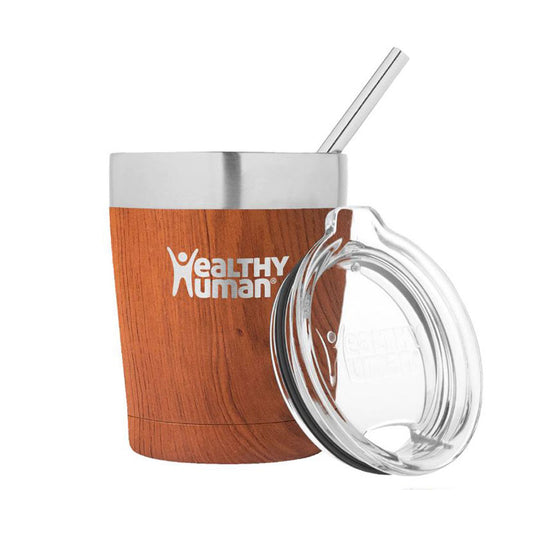 Healthy Human Cruiser Tumbler Natural Wood Ποτήρι Θερμός με Καλαμάκι 0.35lt