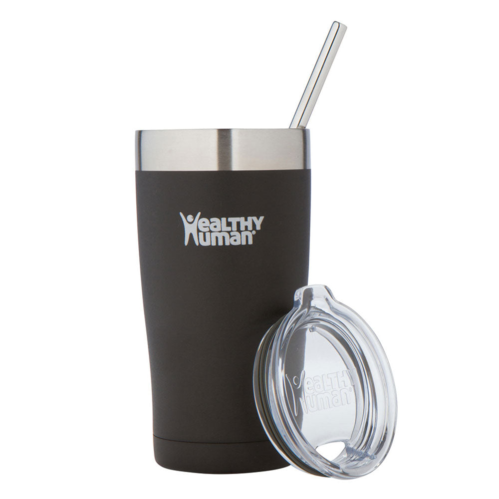 Healthy Human Cruiser Tumbler Pure Black Thermos Tumbler with Straw 0.59lt