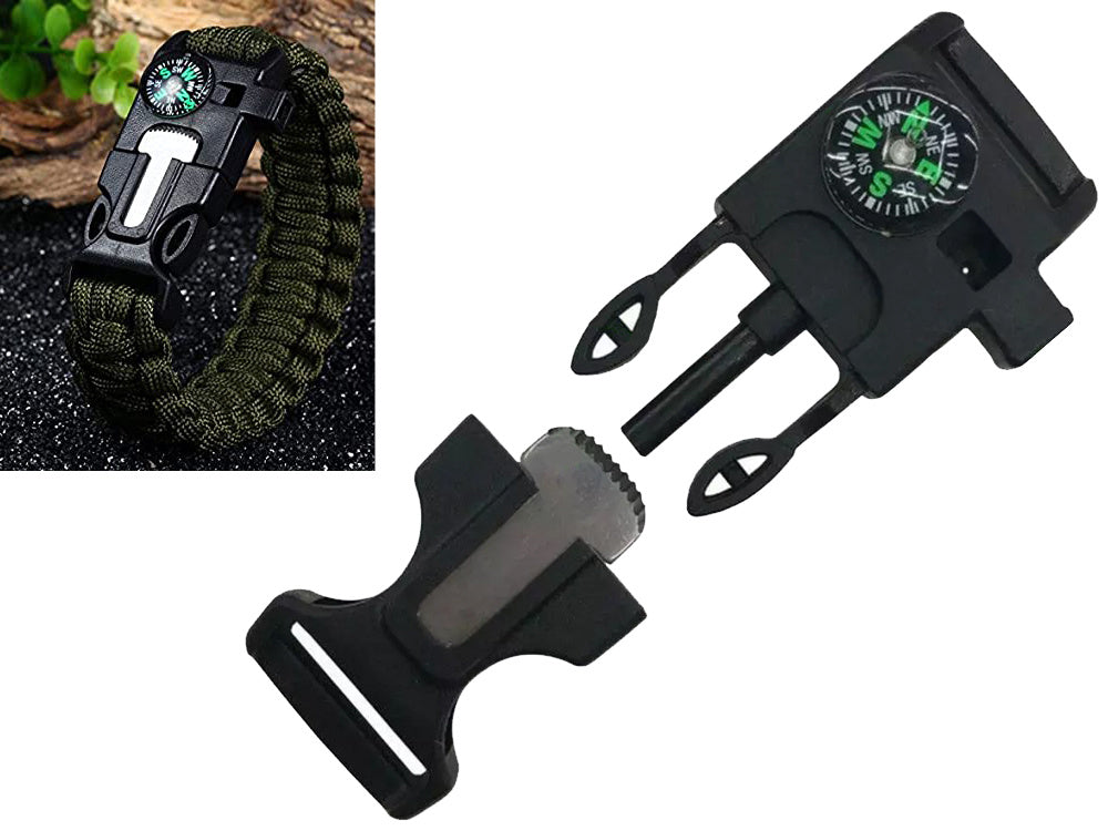 Survival bracelet 5in1 compass tinder rope knife