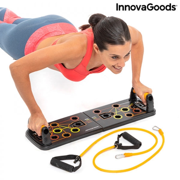 Push-Up Board with Resistance Bands and Exercise Guide