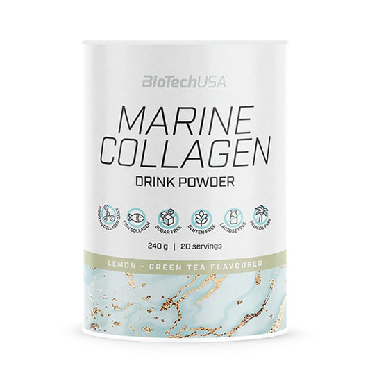 BioTech USA Marine Collagen 240g – Υδρολυμένο Κολλαγόνο Ιχθύος με Βιταμίνη C – Γεύση Πράσινο Τσάι Λεμόνι