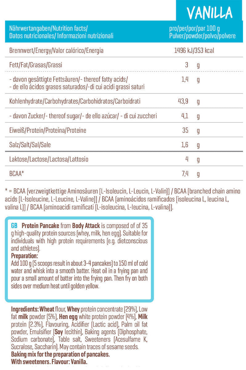 Body Attack Protein Pancake με Γεύση Βανίλια 300gr