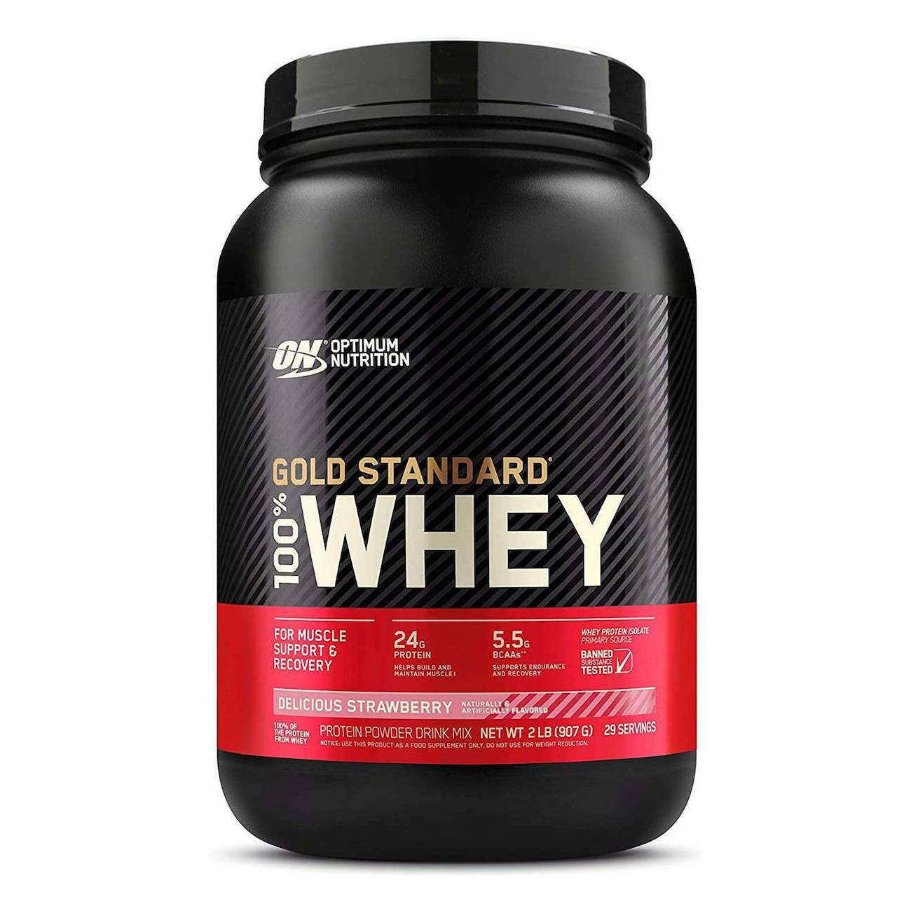 Optimum Nutrition Gold Standard 100% Whey Πρωτεΐνη Ορού Γάλακτος με Γεύση Delicious Strawberry 900gr