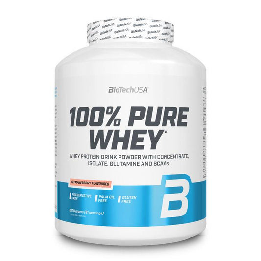 Biotech USA 100% Pure Whey Πρωτεΐνη Ορού Γάλακτος Χωρίς Γλουτένη με Γεύση Φράουλα 2.27kg