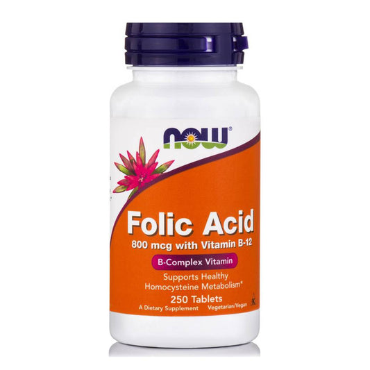 Now Foods Folic Acid Βιταμίνη για την Υγεία του Νευρικού Συστήματος 800mcg 250 ταμπλέτες