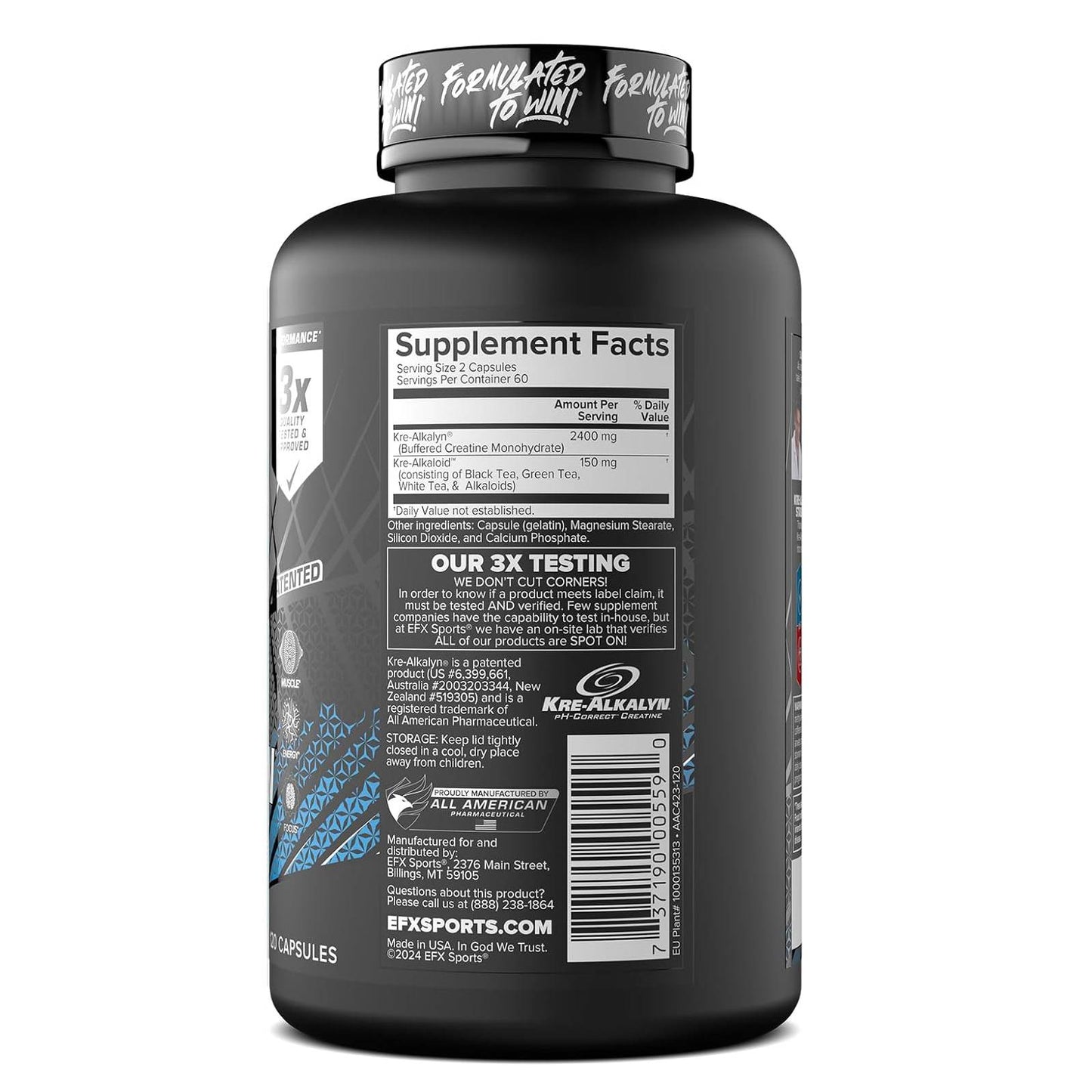 EFX Sports Kre-Alkalyn® Pro , 120 Κάψουλες