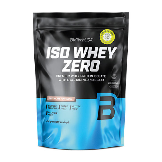 Biotech USA Iso Whey Zero With Glutamine &amp; BCAAs Whey Protein Without Gluten &amp; Lactose with Chocolate Flavor 500gr 