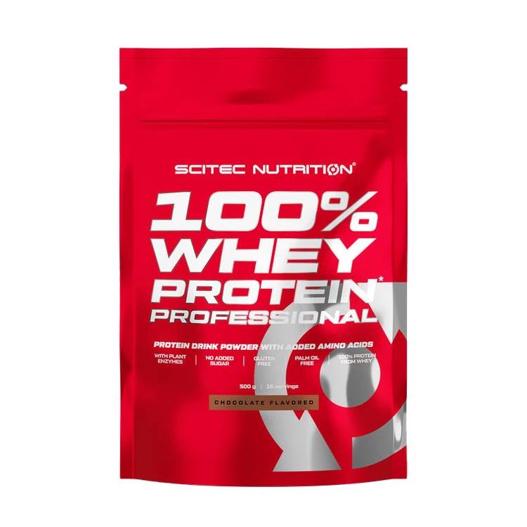 Scitec Nutrition 100% Whey Professional with Added Amino Acids Πρωτεΐνη Ορού Γάλακτος Χωρίς Γλουτένη με Γεύση Σοκολάτα 500gr