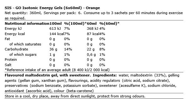 Science in Sport (SiS) GO Isotonic Energy Gels (6x60ml)