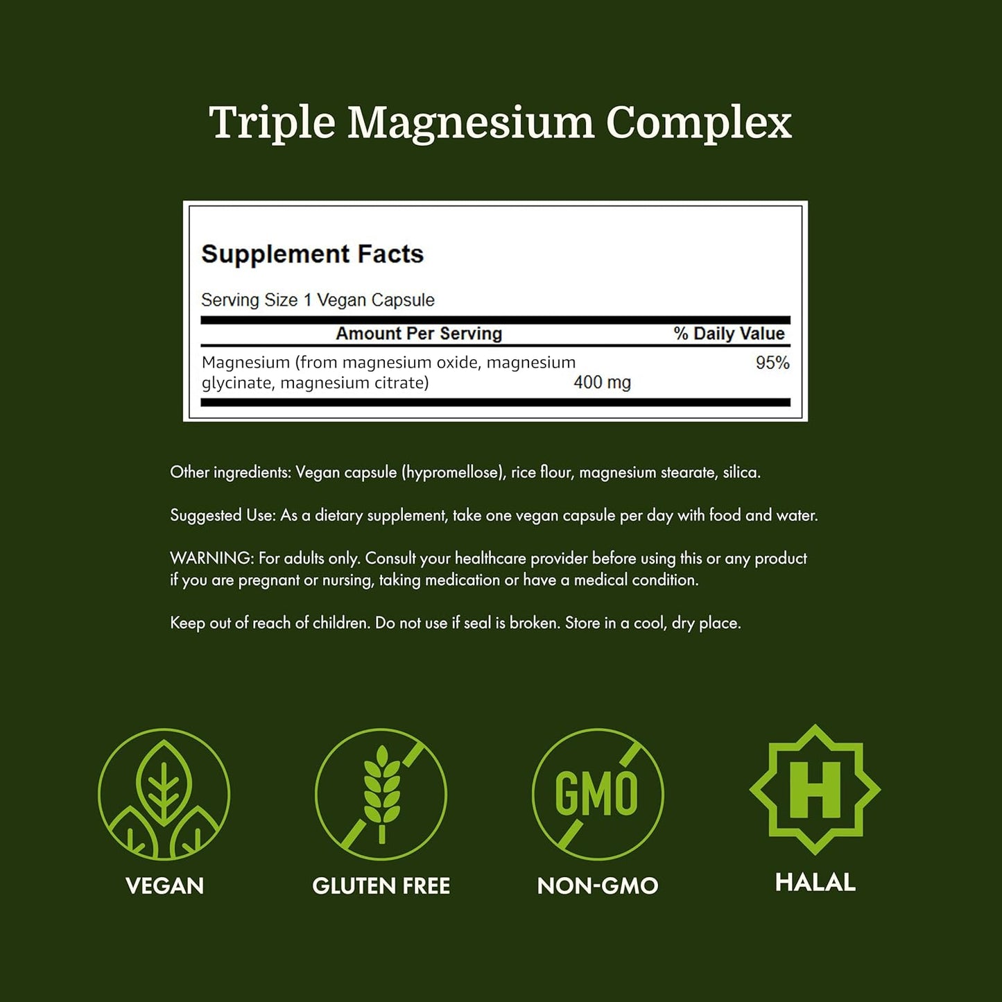 Swanson Triple Magnesium Complex 400mg 30 κάψουλες