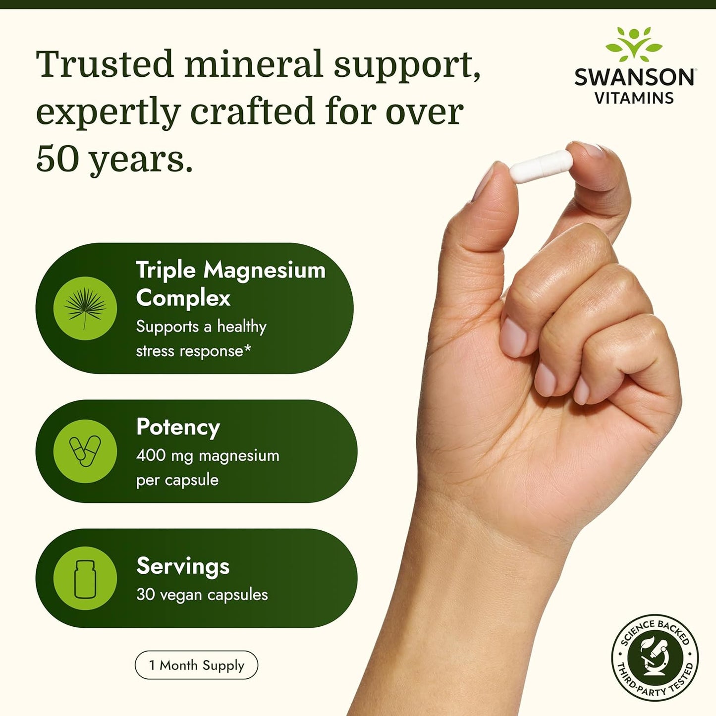 Swanson Triple Magnesium Complex 400mg 30 κάψουλες