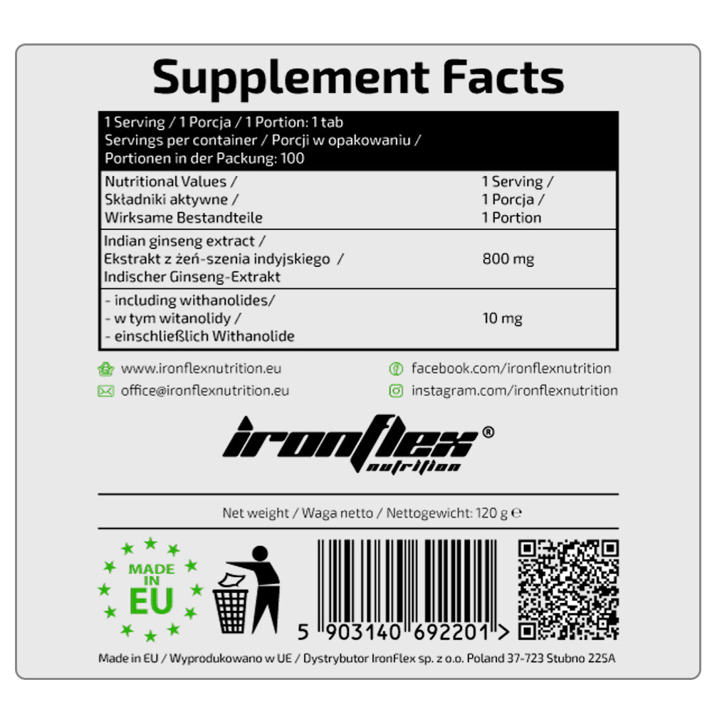 Ironflex Nutrition Ashwagandha 100 ταμπλέτες