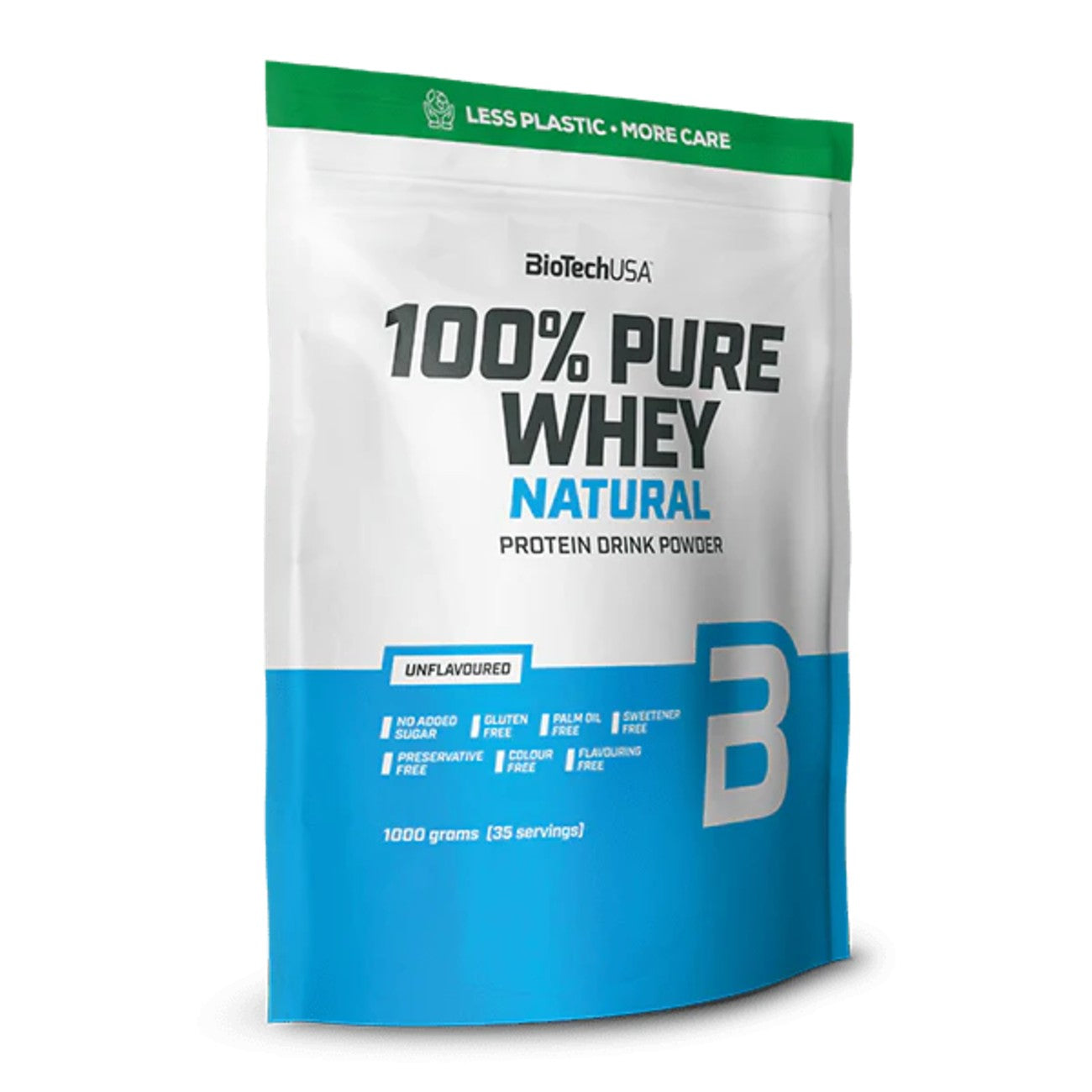 Biotech USA 100% Pure Whey Natural With Concentrate, Isolate, Glutamine & BCAAs Πρωτεΐνη Ορού Γάλακτος Χωρίς Γλουτένη με Γεύση Unvlavoured 1kg