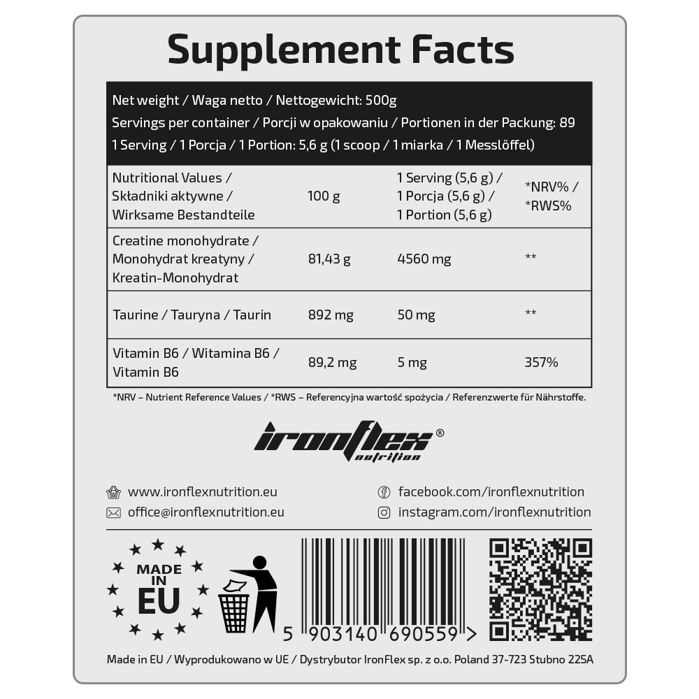 Ironflex Nutrition Creatine Monohydrate Natural 500gr