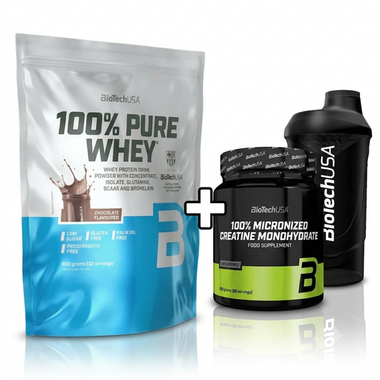 BioTechUSA 100% Pure Whey (900g) + Biotech Creatine 300gr + Shaker Biotech