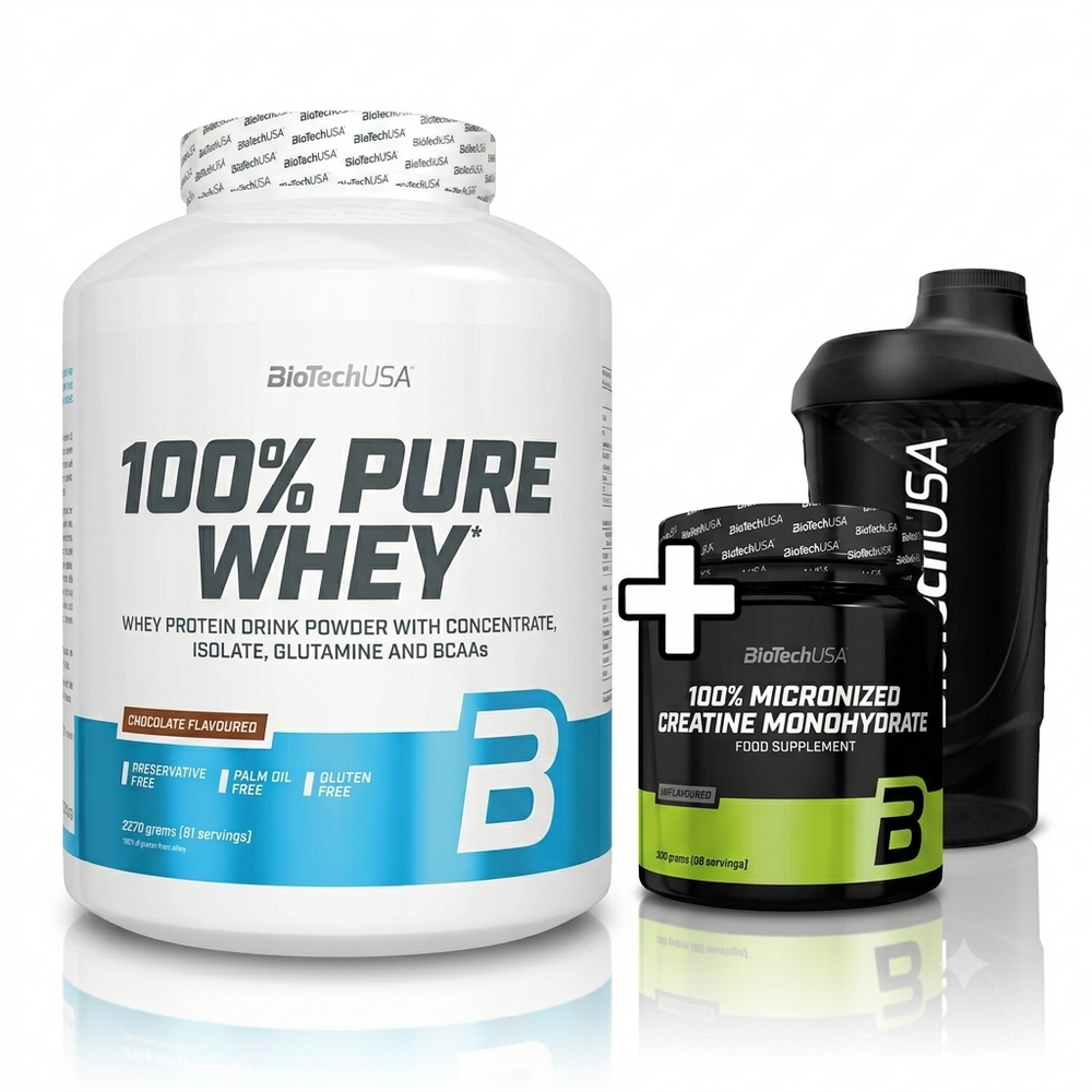 BioTechUSA 100% Pure Whey (2,27kg) + Biotech Creatine 300gr + Shaker