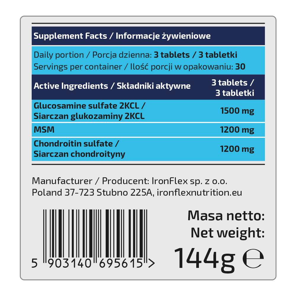 Ironflex Nutrition Glucosamine Chondroitin Msm Triple Strength  90 ταμπλέτες