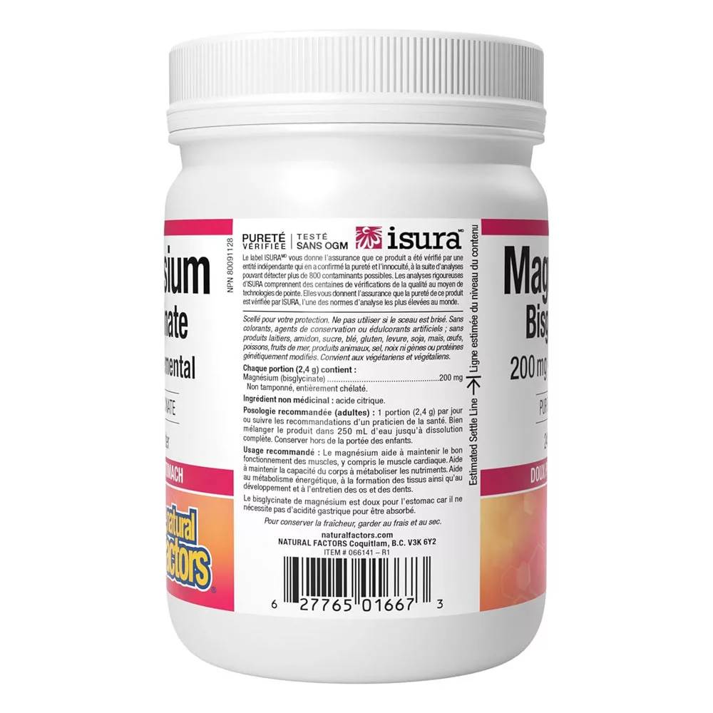 Natural Factors Magnesium Bisglycinate Pure 200 mg (240 g)