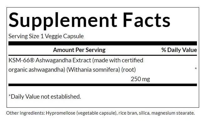 Swanson Ultra Ultimate Ashwagandha – KSM-66 250 mg (60 Veg Κάψουλες)