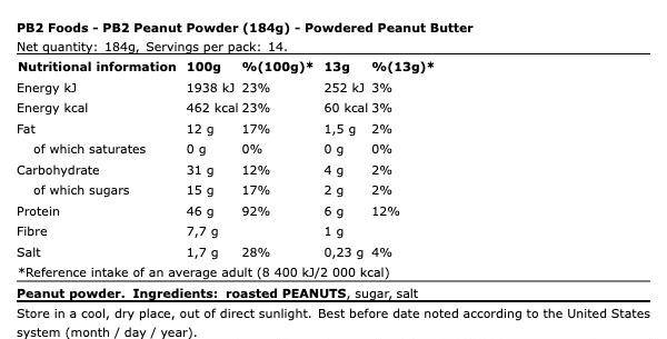 PB2 Powdered Peanut Butter με Έξτρα Πρωτεΐνη 184gr