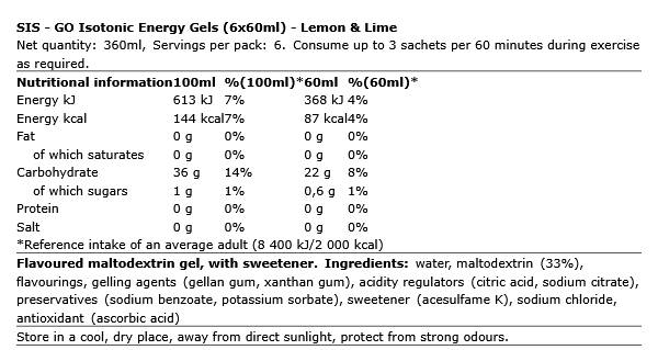 Science in Sport (SiS) GO Isotonic Energy Gels (6x60ml)