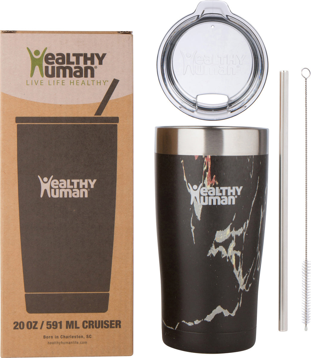 Healthy Human Cruiser Tumbler Black Onyx Thermos Tumbler with Straw 0.59lt