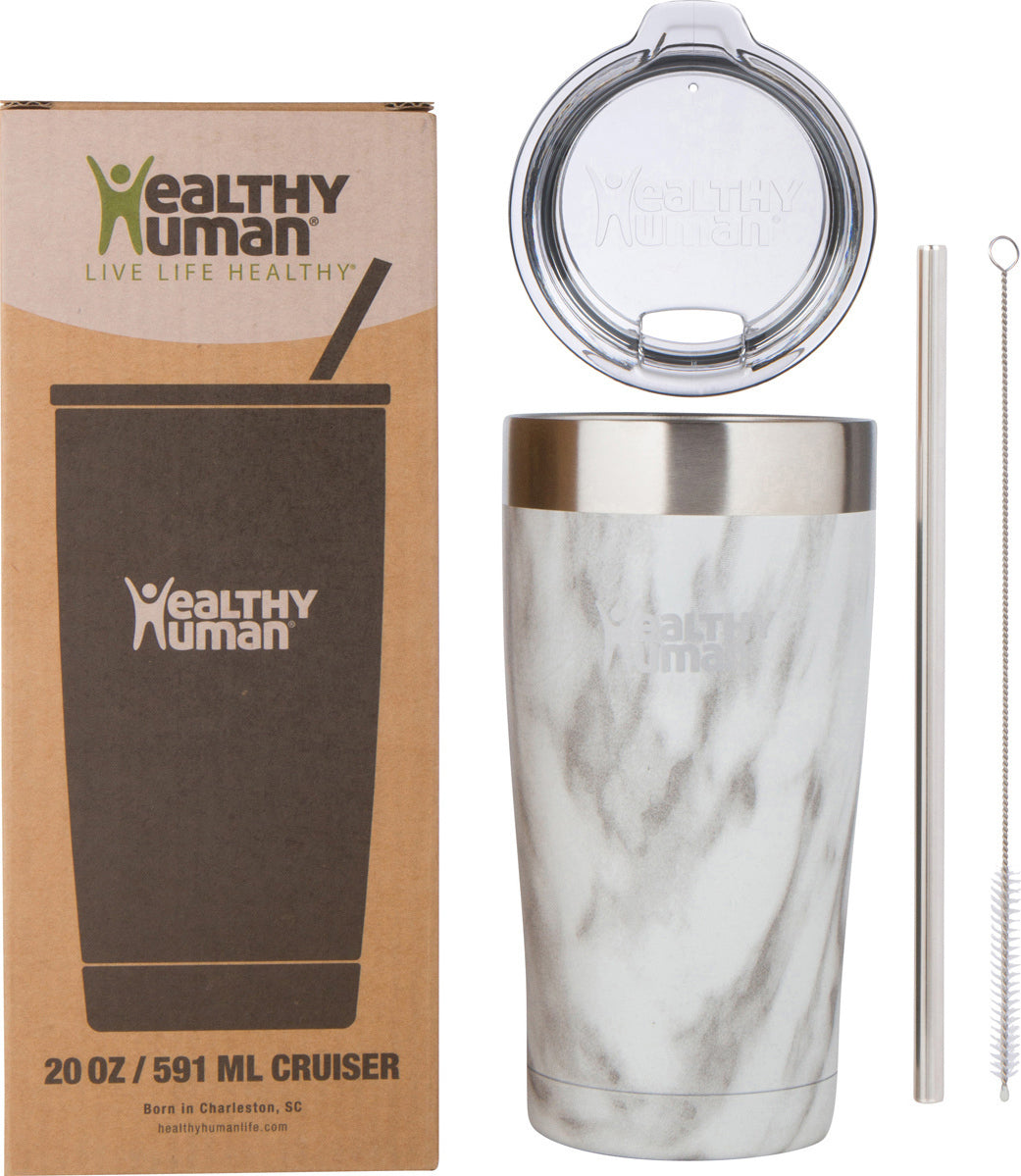 Healthy Human Cruiser Tumbler Stone White Ποτήρι Θερμός με Καλαμάκι 0.59lt